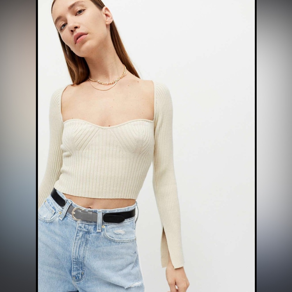 Women's Natural Uo Juliet Portrait Neck Sweater